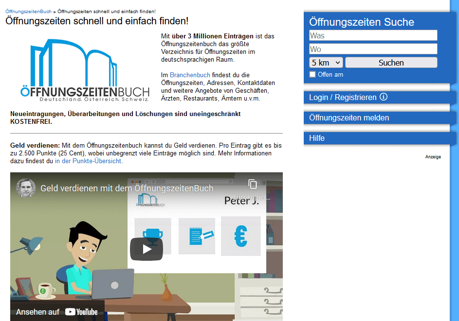 Branchenverzeichnis OeffnungszeitenBuch