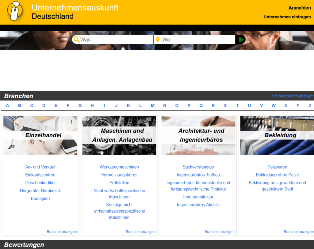 Branchenverzeichnis-Unternehmensauskunft